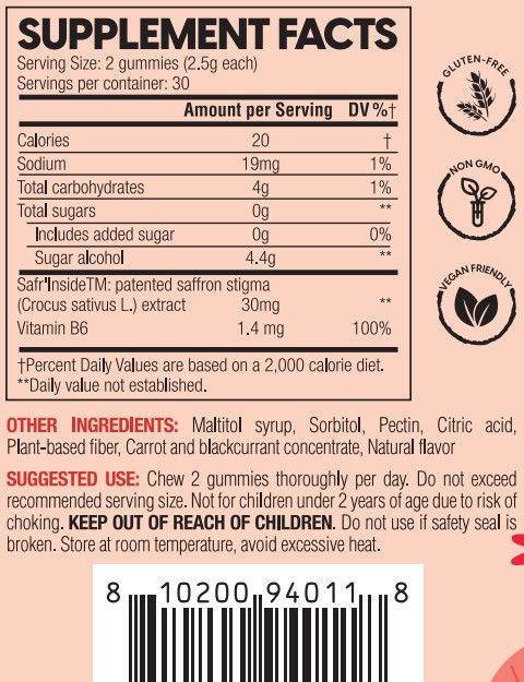 Akshar Ayurveda - SaffronGlo Sugar-Free Gummies (60/Pack) - Helps Nurture Your Mood & Promote Calmness - Vegan Cruelty-Free.