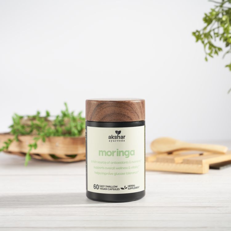 AKSHAR Ayurveda - Moringa Capsules 500mg (60/Count) - Supports overall wellness and vitality - Vegan Cruelty Free.