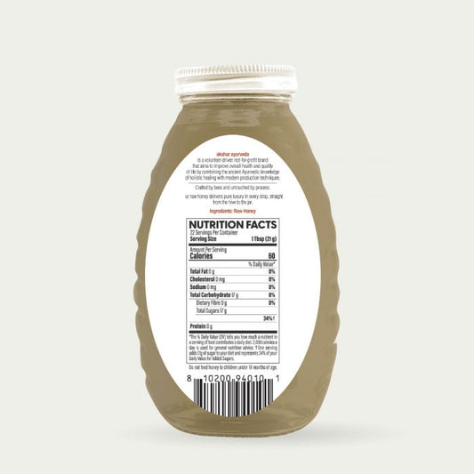 Akshar Ayurveda - 100% Raw & Unfiltered Honey (16.oz) - Preserves Natural Enzymes, Pollen, and Nutrients.