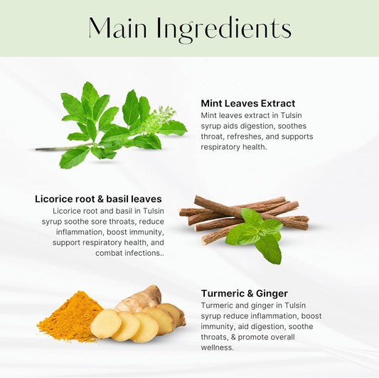 AKSHAR Ayurveda - Tulsin Syrup, Natural Cough Syrup (200ml) with Licorice, Ginger, Turmeric, Basil, Malabar Nut - Respiratory Lung Health Supplements, Mucus Relief & Bronchial Wellness Syrup.