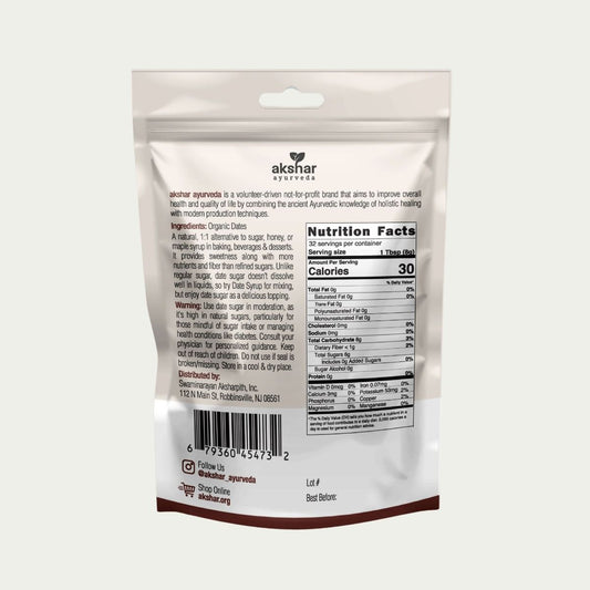 Akshar Ayurveda - Organic Date Sugar - 100% USDA Organic ground whole dates - Vegan, gluten-free, plant-based.