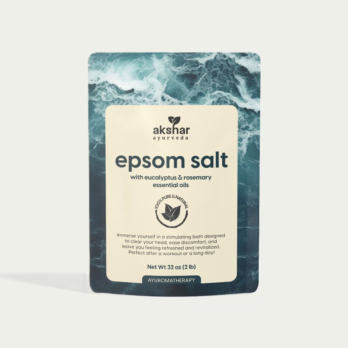 Akshar Ayurveda - 32 oz Epsom Salt with Eucalyptus & Rosemary (2/LB)