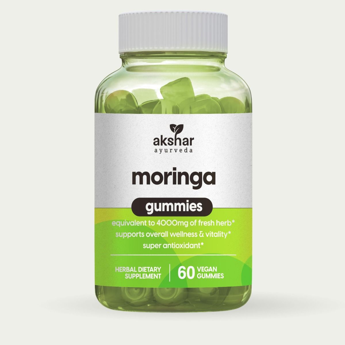Akshar Ayurveda - Moringa Gummies (60/Pack) - Supports Overall Wellness and Vitality  - Vegan Cruelty-Free.