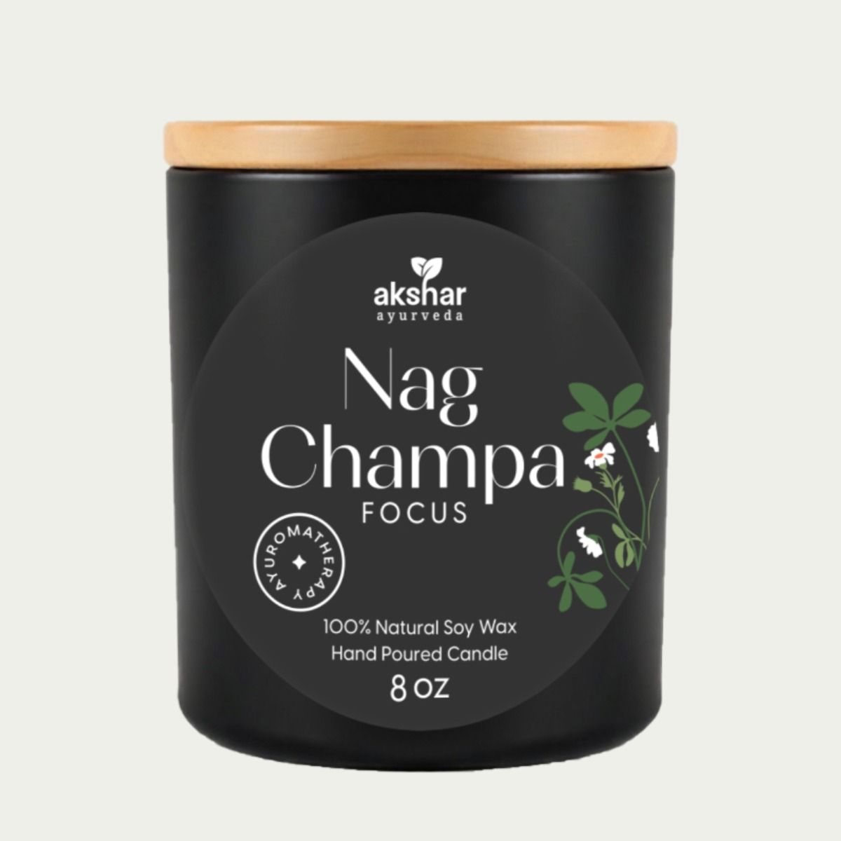 Akshar Ayurveda - Nag Champa Focus Candle I 100% Natural Soy Wax | Hand Poured I Ayuroma Therapy (8.oz) (Copy)