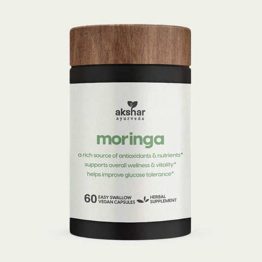 AKSHAR Ayurveda - Moringa Capsules 500mg (60/Count) - Supports overall wellness and vitality - Vegan Cruelty Free.