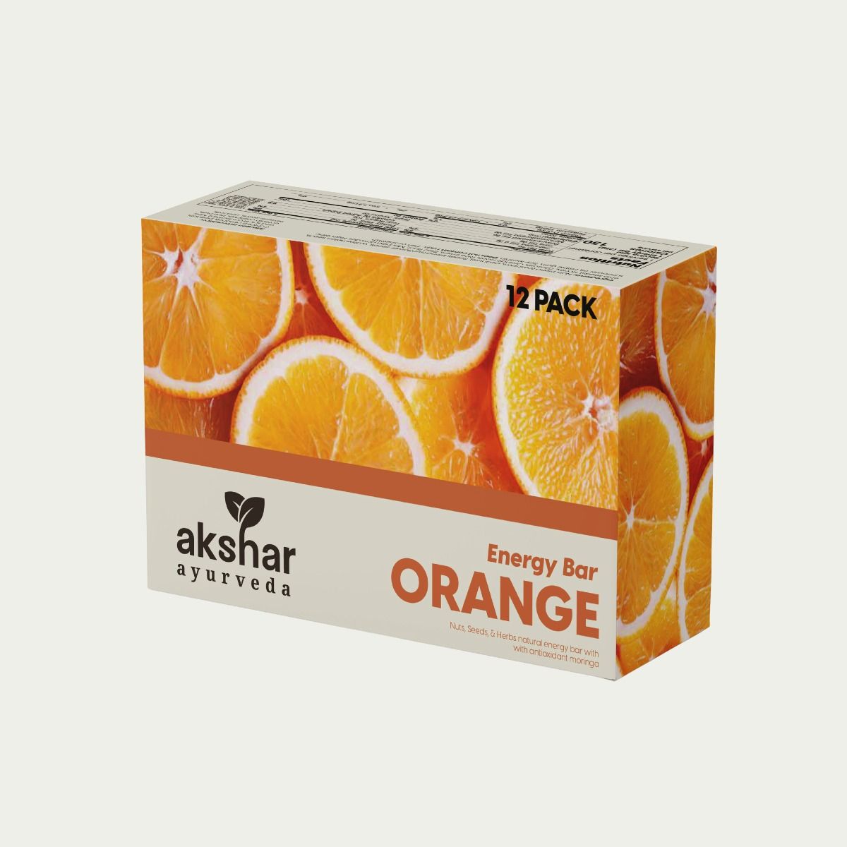 Akshar Ayurveda - Orange Energy Bar (12/Pack)- Ayurveda-inspired energy bar.