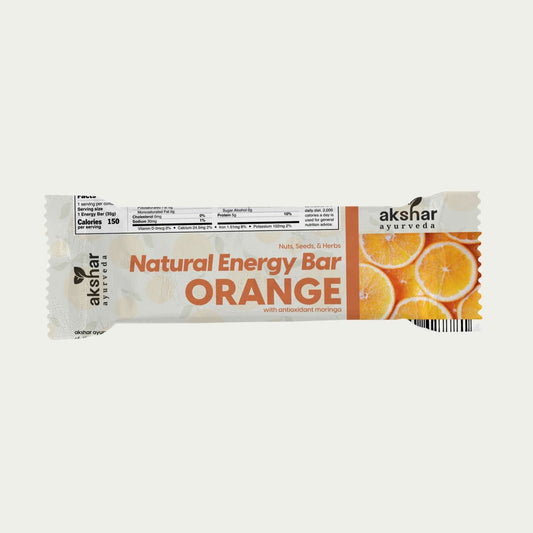 Akshar Ayurveda - Orange Energy Bar (12/Pack)- Ayurveda-inspired energy bar.