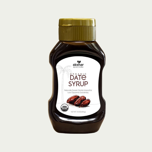 Akshar Ayurveda - Organic Date Syrup - 100% USDA Organic date-based syrup - Vegan, gluten-free, plant-based.