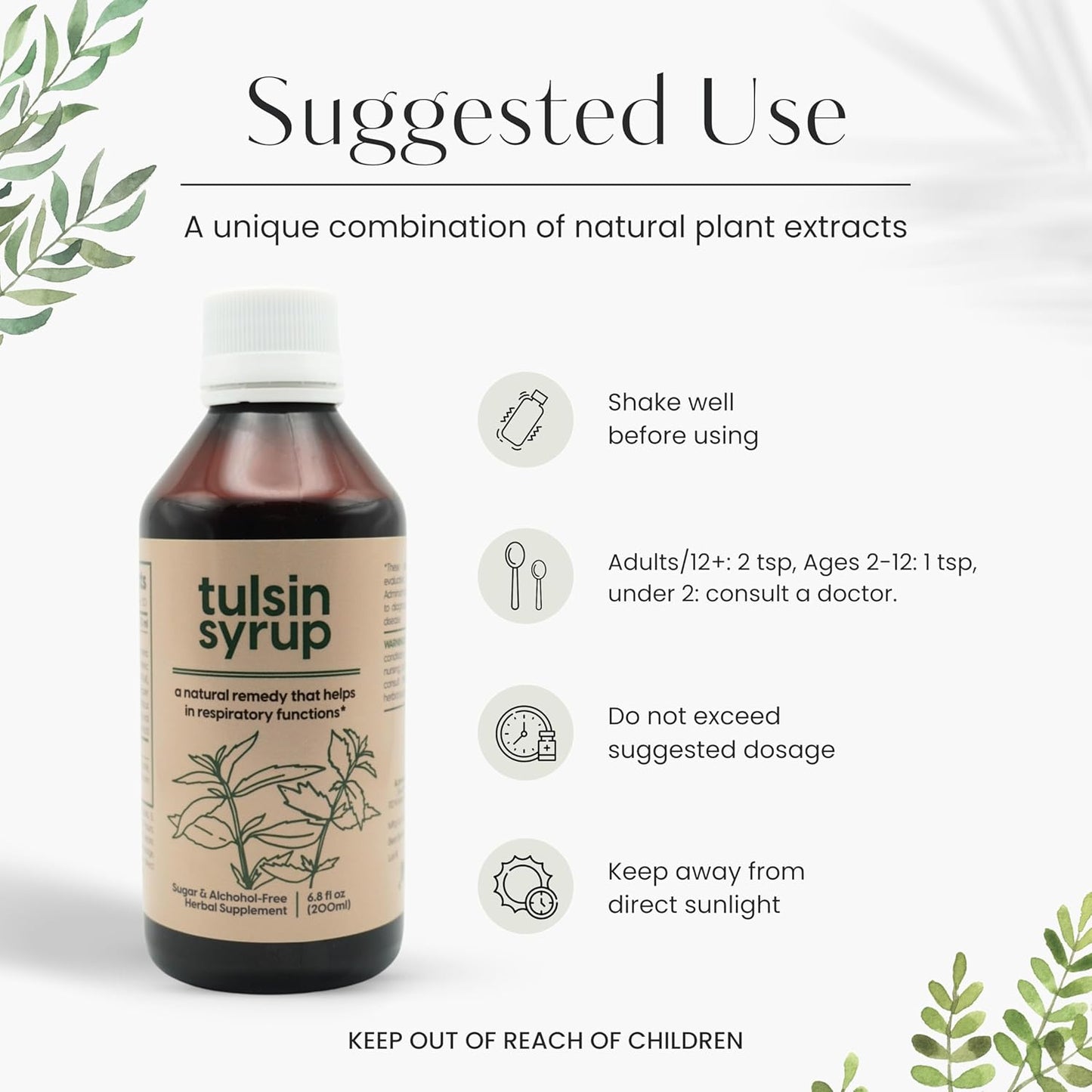 AKSHAR Ayurveda - Tulsin Syrup, Natural Cough Syrup (200ml) with Licorice, Ginger, Turmeric, Basil, Malabar Nut - Respiratory Lung Health Supplements, Mucus Relief & Bronchial Wellness Syrup.