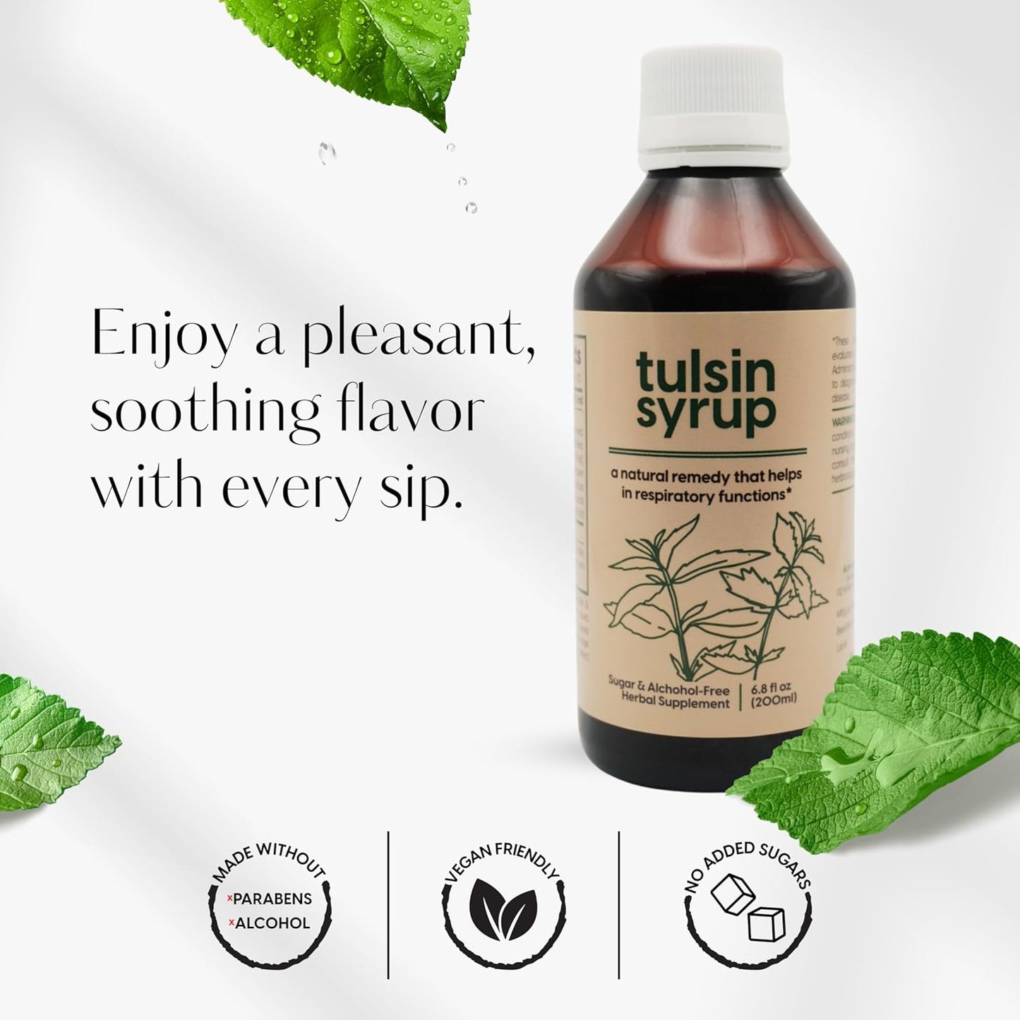 AKSHAR Ayurveda - Tulsin Syrup, Natural Cough Syrup (200ml) with Licorice, Ginger, Turmeric, Basil, Malabar Nut - Respiratory Lung Health Supplements, Mucus Relief & Bronchial Wellness Syrup.